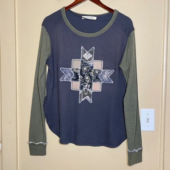 We The Free Blue and Green Long Sleeve Top - Picture 1 of 12